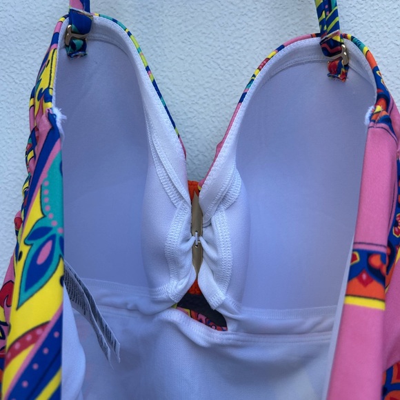 Boden Swimsuit One Piece Plus Sz 16-18 Colorful Santorini Halter Padded Resort - Picture 9 of 16